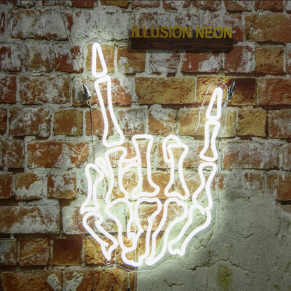 Skeleton Rock Hand Neon Sign For Edgy And Unique Decor | Shineneon
