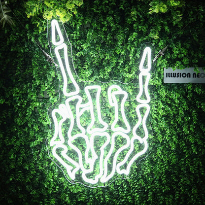 Skeleton Rock Hand Neon Sign For Edgy And Unique Decor | Shineneon