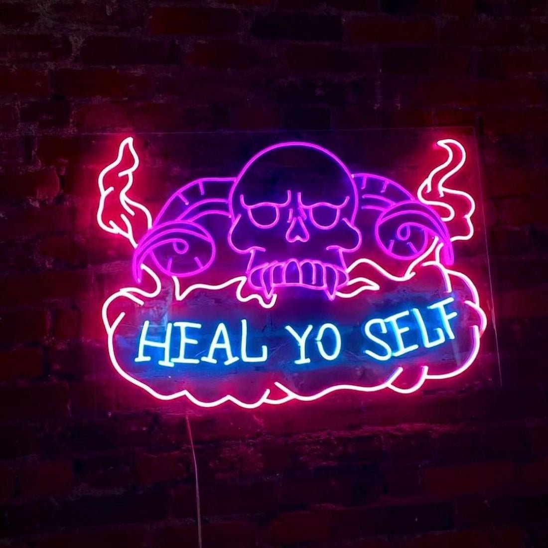 Skeleton Tattoos Heal Yo Self Led Sign Business Neon Sign - Shineneon
