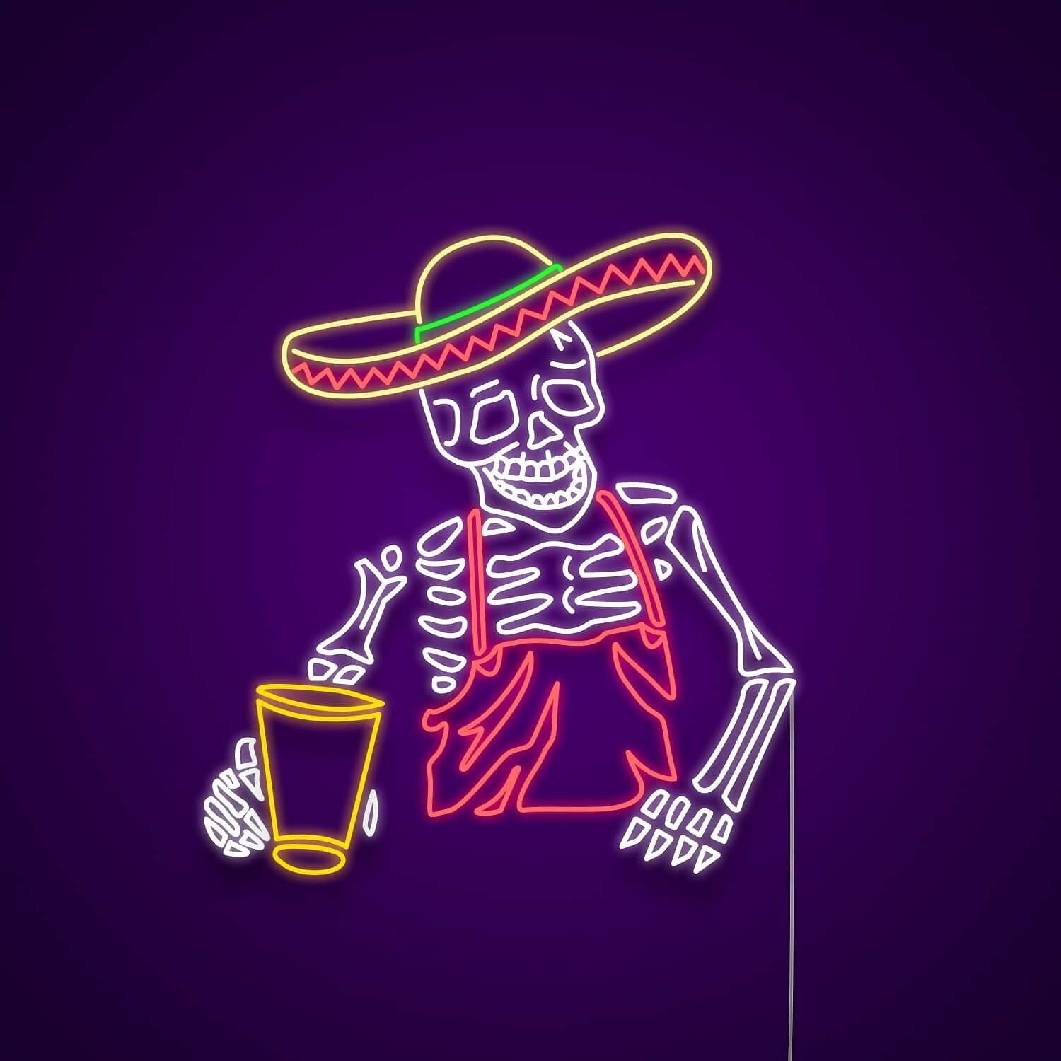 Skeleton Tequila Neon Sign For Halloween And Party Spaces | Shineneon