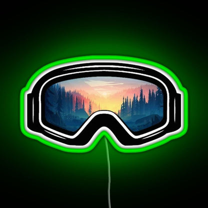 Ski Goggles Trees In The Sunset Design Rgb Neon Sign - Shineneon