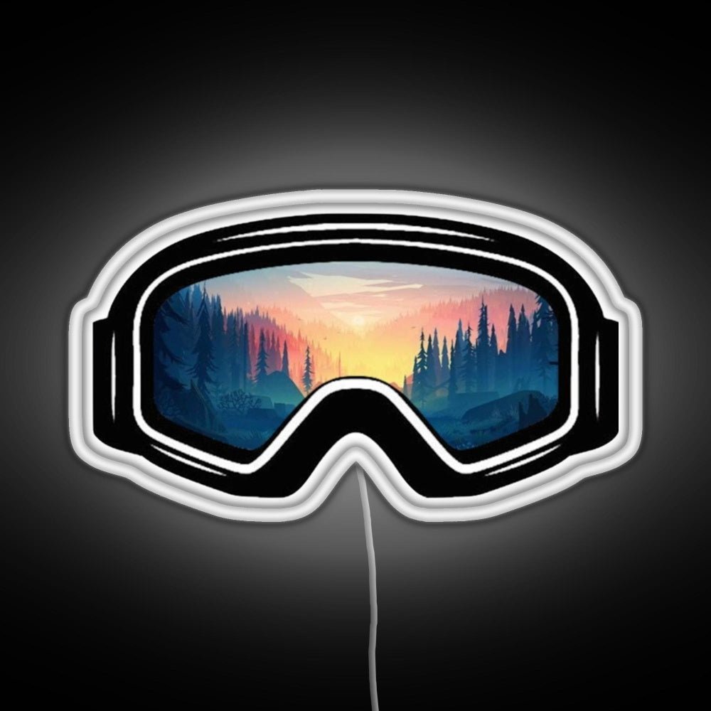 Ski Goggles Trees In The Sunset Design Rgb Neon Sign - Shineneon