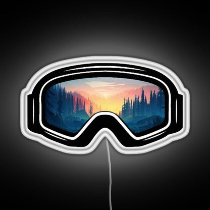 Ski Goggles Trees In The Sunset Design Rgb Neon Sign - Shineneon