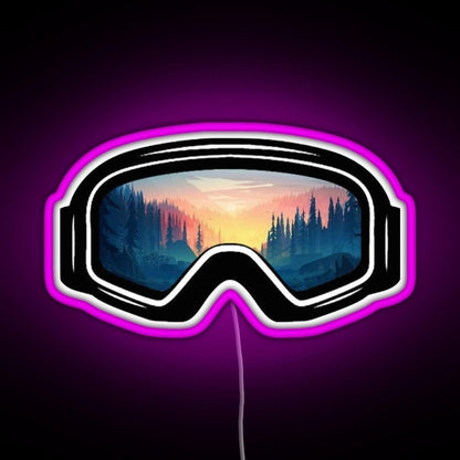 Ski Goggles Trees In The Sunset Design Rgb Neon Sign - Shineneon