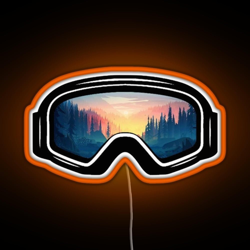 Ski Goggles Trees In The Sunset Design Rgb Neon Sign - Shineneon