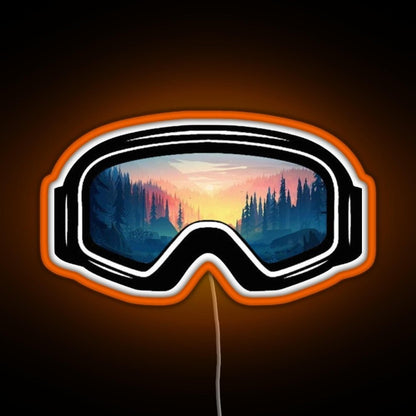 Ski Goggles Trees In The Sunset Design Rgb Neon Sign - Shineneon