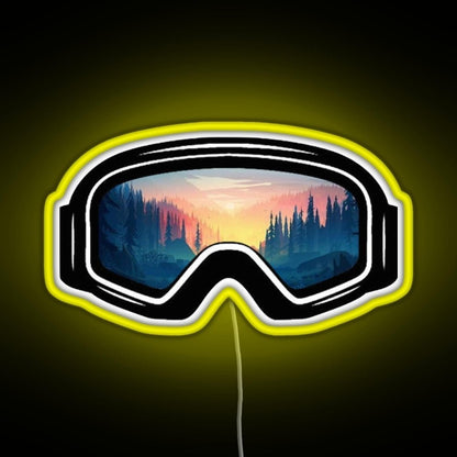 Ski Goggles Trees In The Sunset Design Rgb Neon Sign - Shineneon