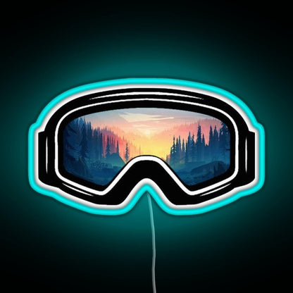 Ski Goggles Trees In The Sunset Design Rgb Neon Sign - Shineneon