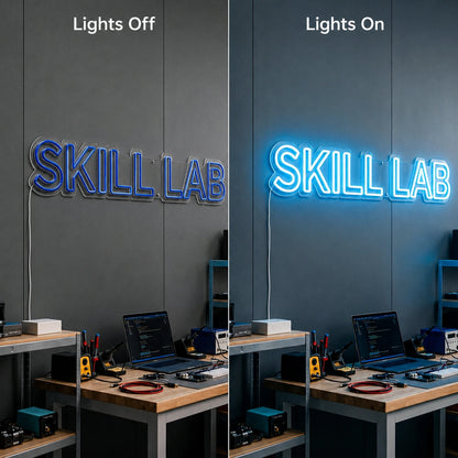 Skill Lab Neon Sign LED Neon Sign day and night comparison