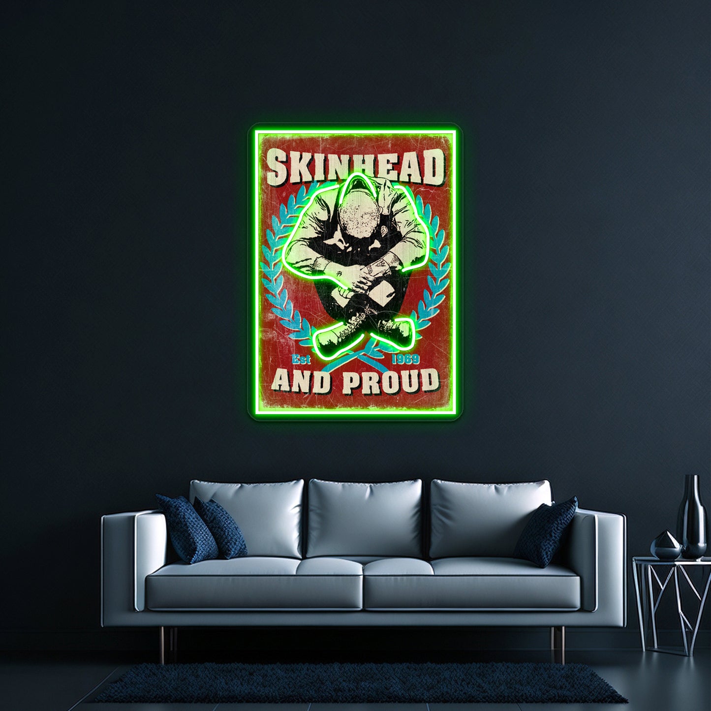 Skinhead And Proud Artwork Custom Led Signs