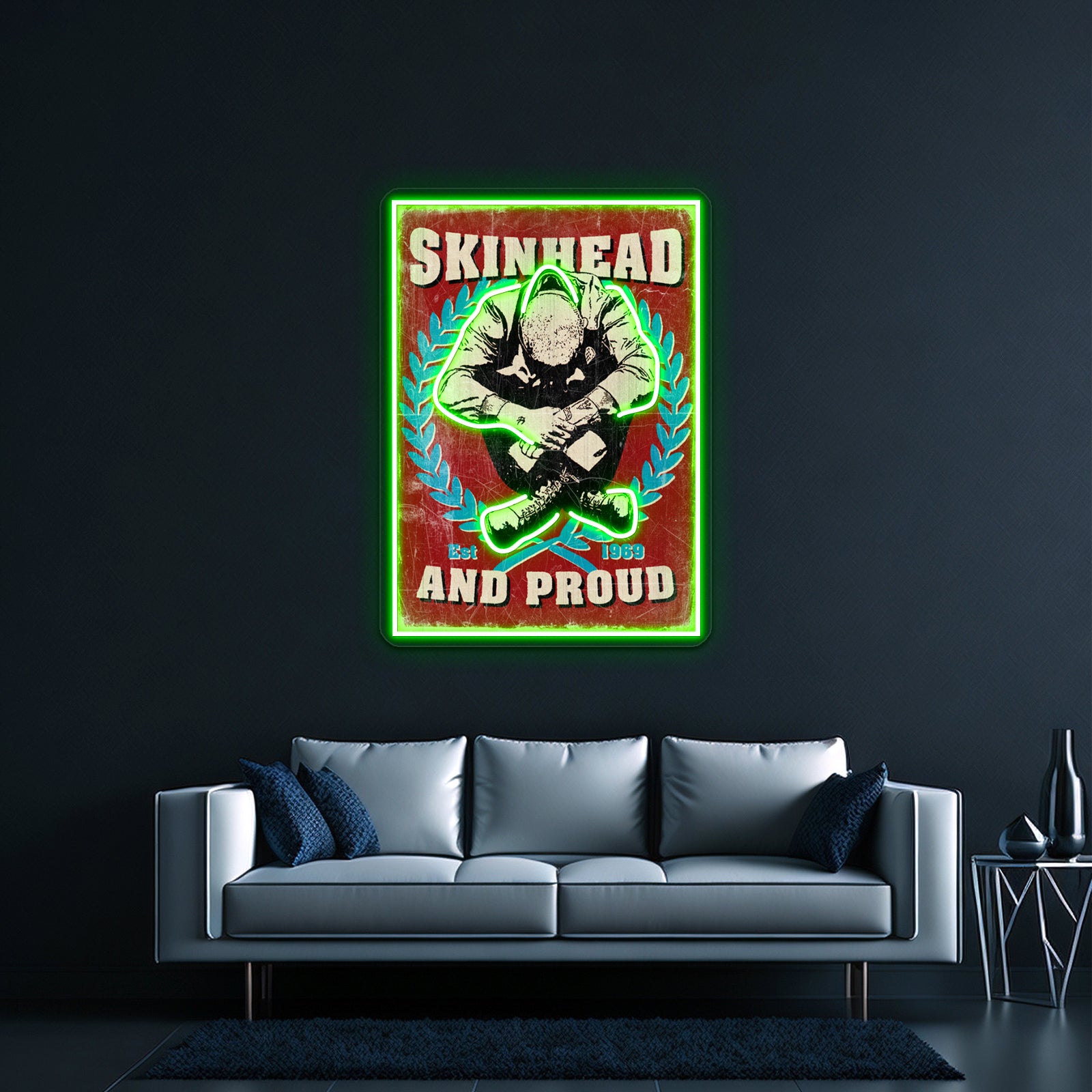 Skinhead And Proud Artwork Custom Led Signs | Shineneon