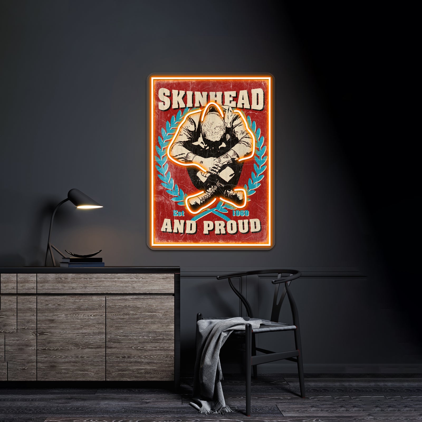 Skinhead And Proud Artwork Custom Led Signs | Shineneon