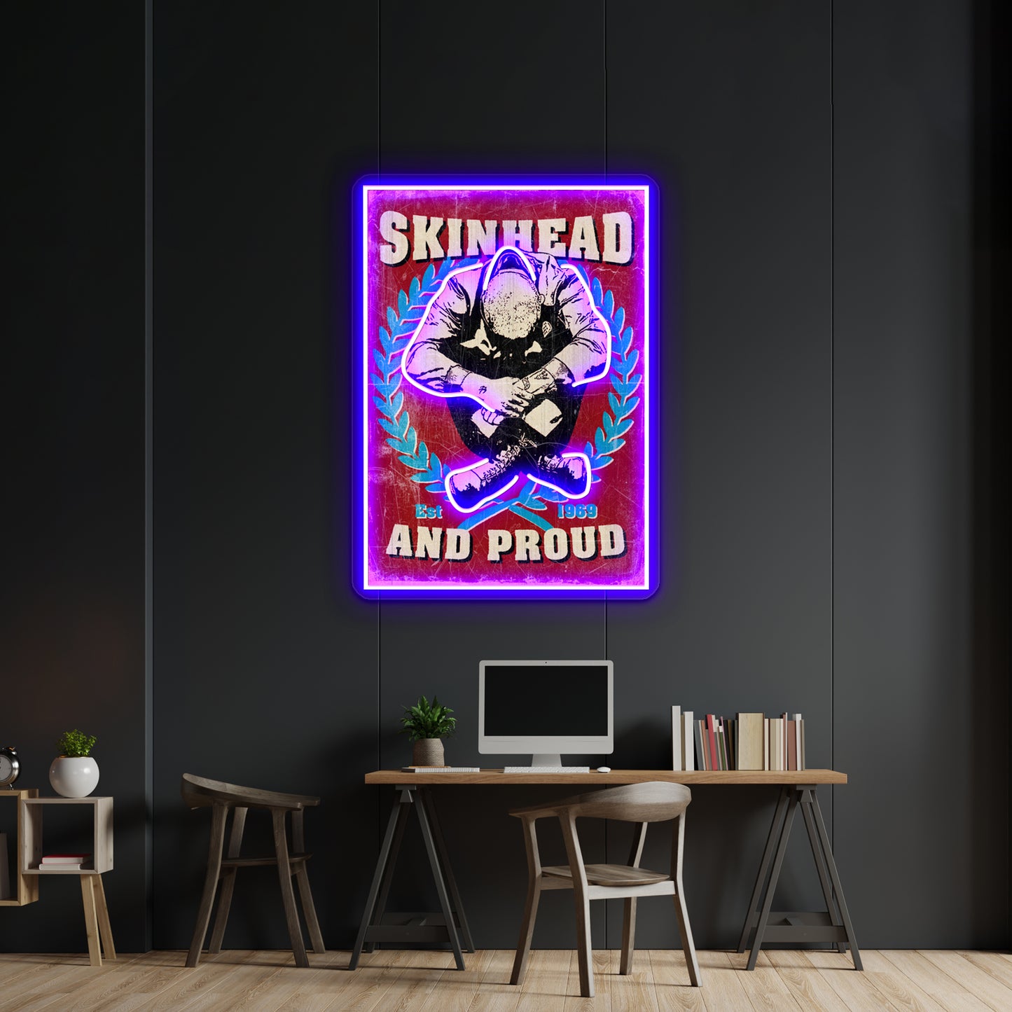 Skinhead And Proud Artwork Custom Led Signs