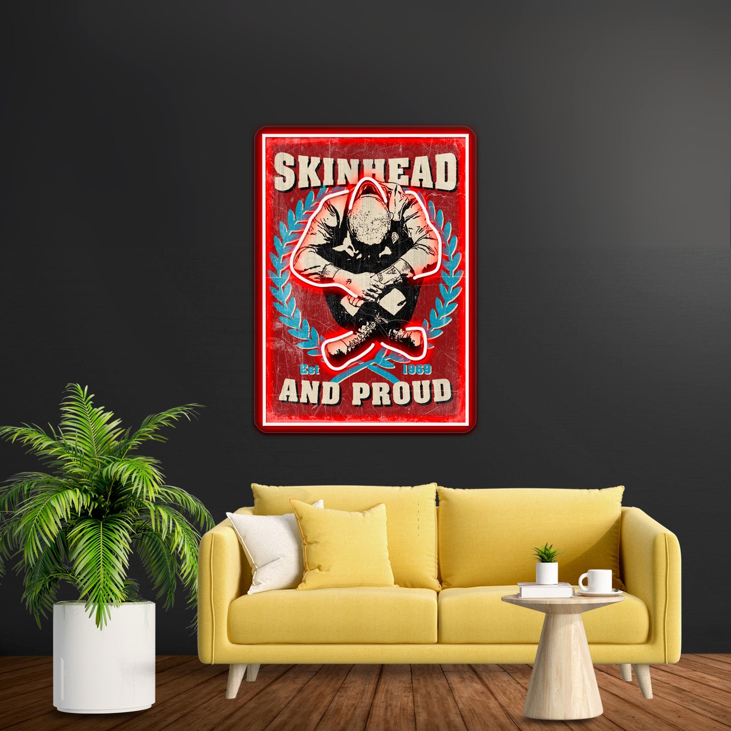 Skinhead And Proud Artwork Custom Led Signs