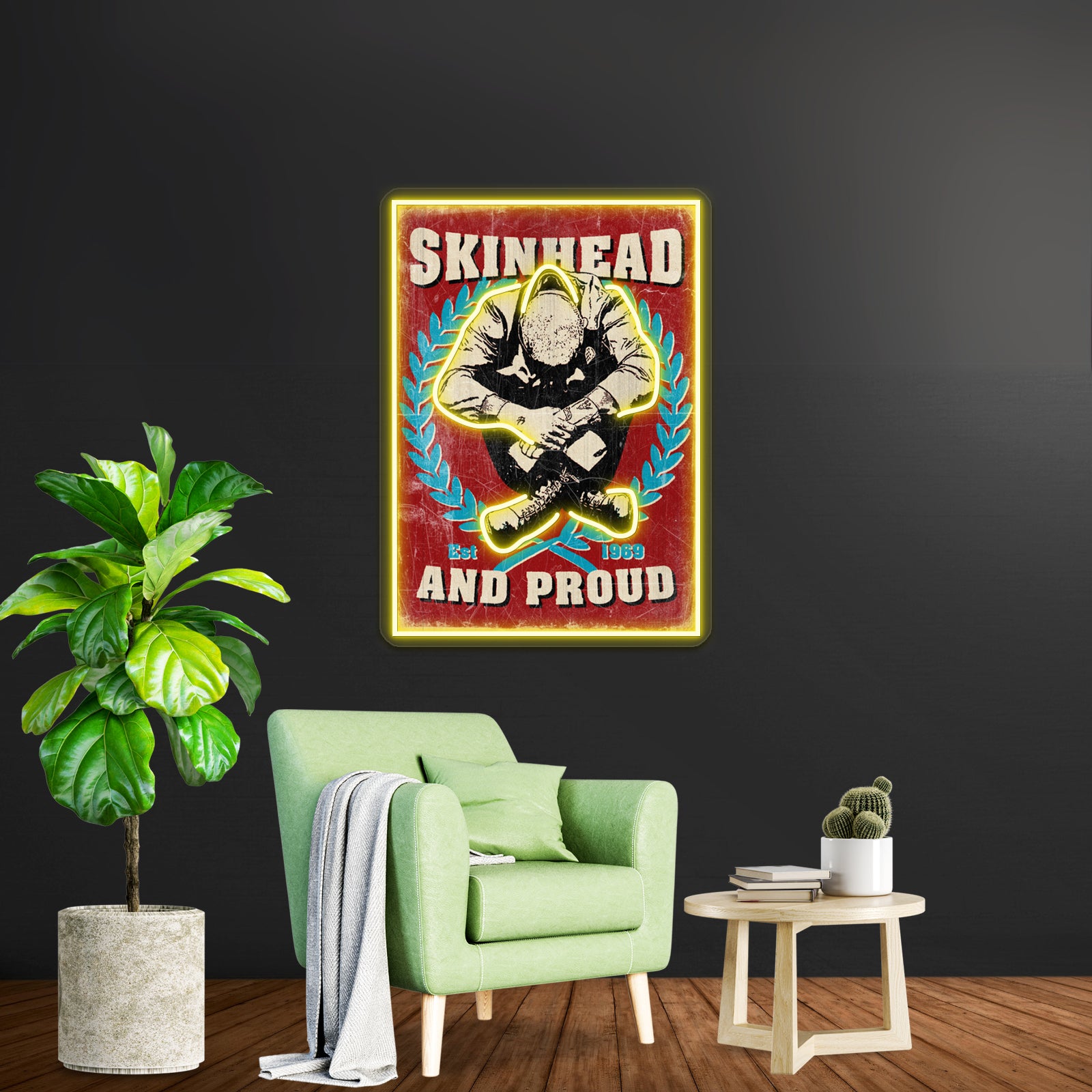 Skinhead And Proud Artwork Custom Led Signs | Shineneon