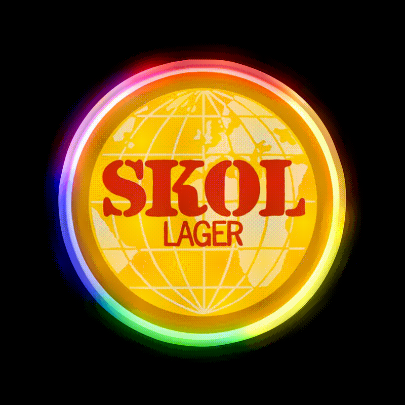 Skol Lager Beer Bar Decor Led Neon Sign Rgb Color - LED neon sign close-up detail