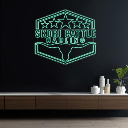 Skori Bucking Bulls Teal Western-Style Indoor LED Neon Sign | Shineneon