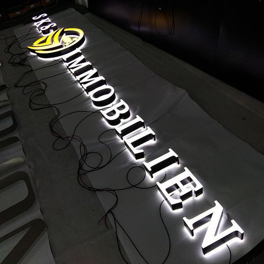 Sks Real Estate 3D Front And Back Lit Letters Metal Led Sign - Shineneon