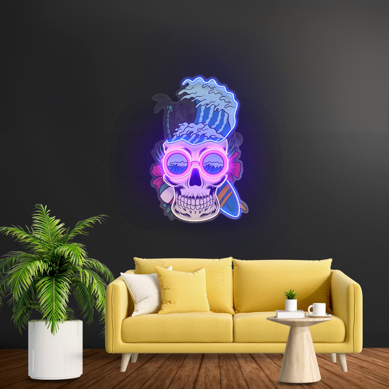 Skull And Headphones Custom Led Signs Artwork For Sale
