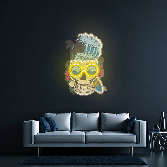 Skull And Headphones Custom Led Signs Artwork For Sale