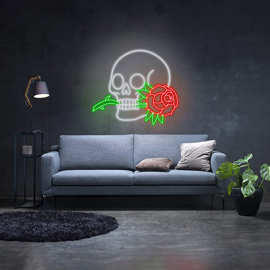 Skull And Rose Led Sign