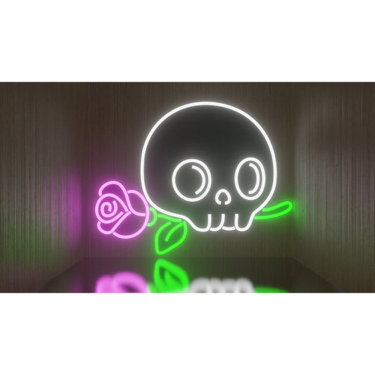 Skull And Rose Led Sign Business Neon Sign