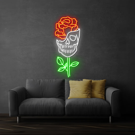 Skull And Rose Led Sign Wall Decor