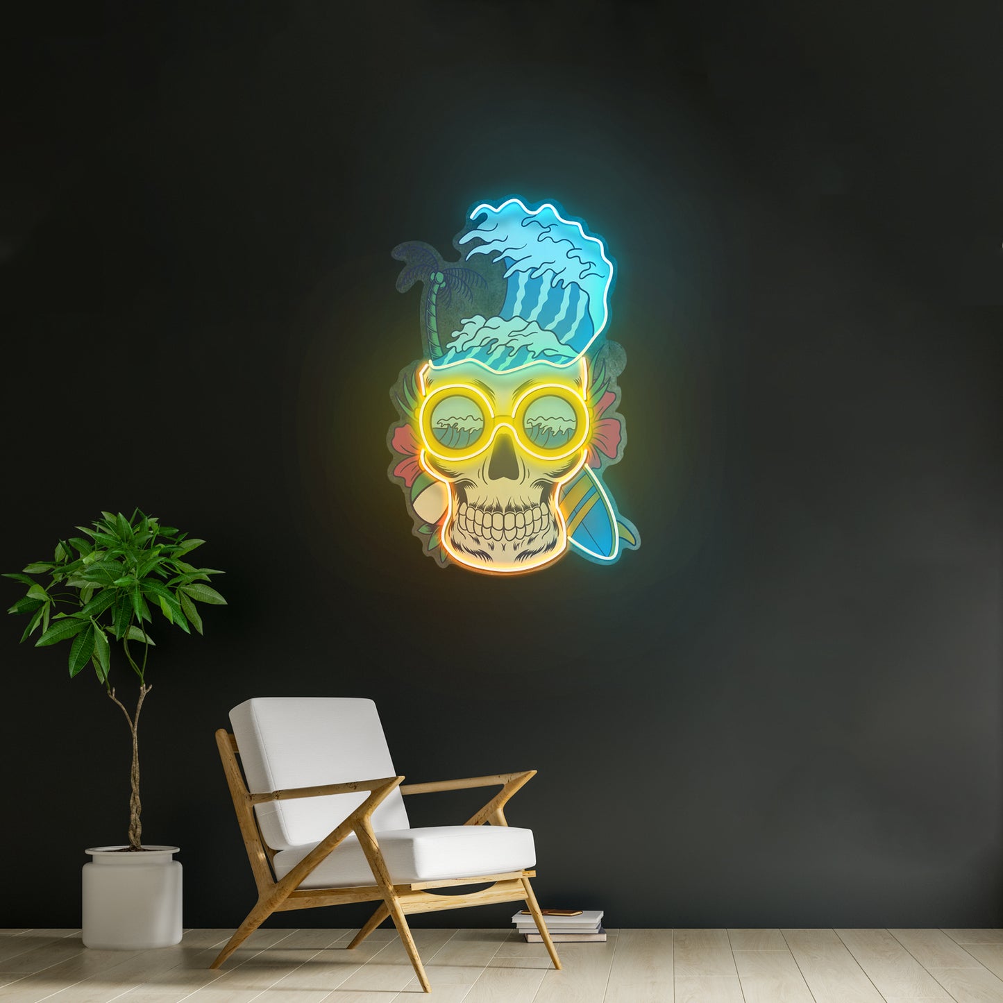 Skull Beach Led Neon Sign Light Custom Led Signs