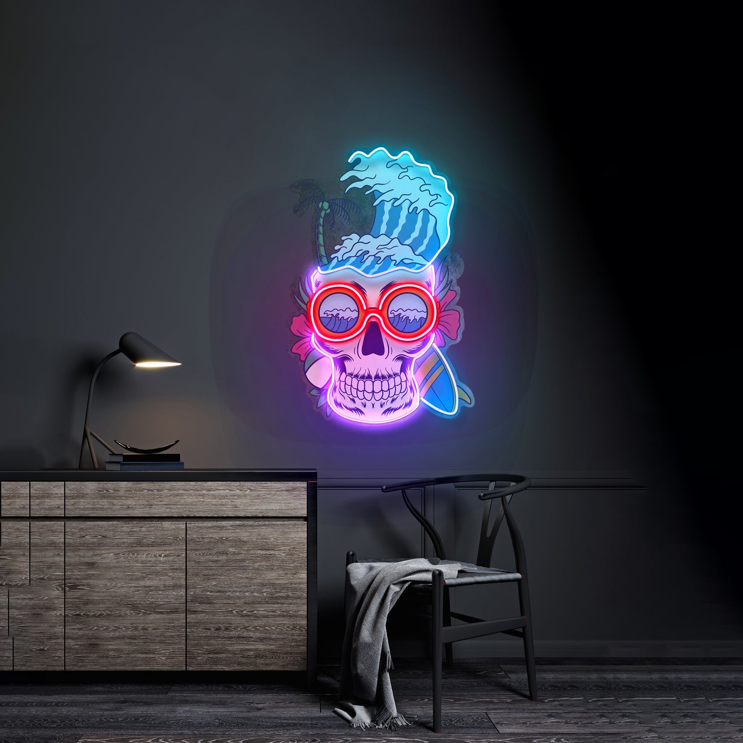 Skull Beach Led Neon Sign Light Custom Led Signs