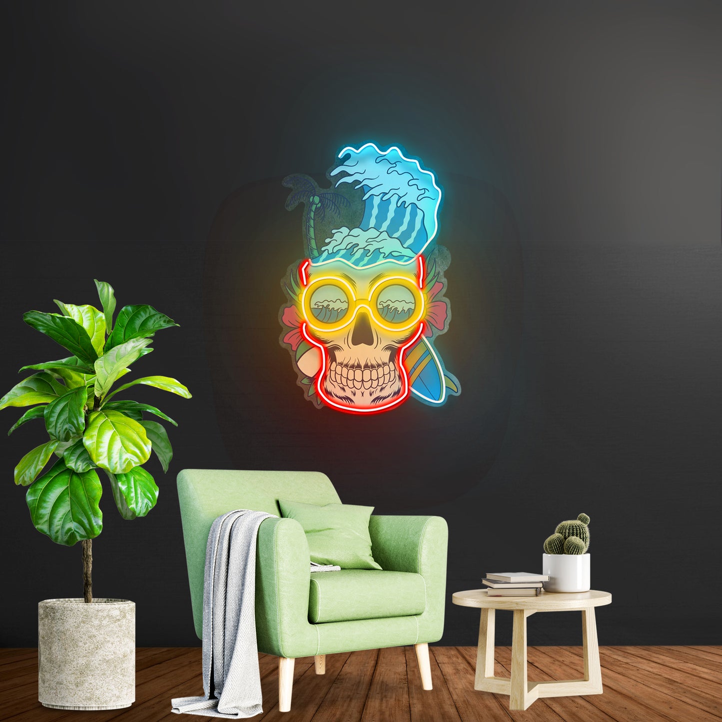 Skull Beach Led Neon Sign Light Custom Led Signs