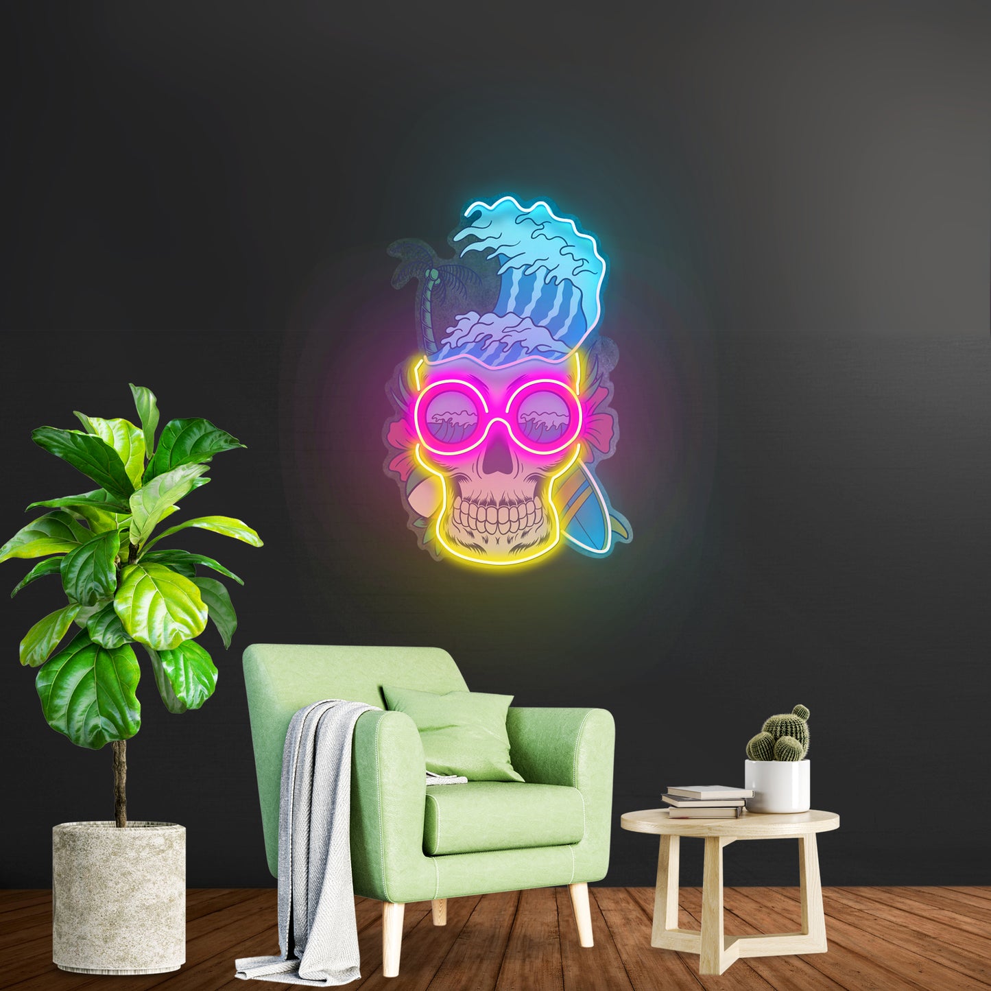 Skull Beach Led Neon Sign Light Custom Led Signs