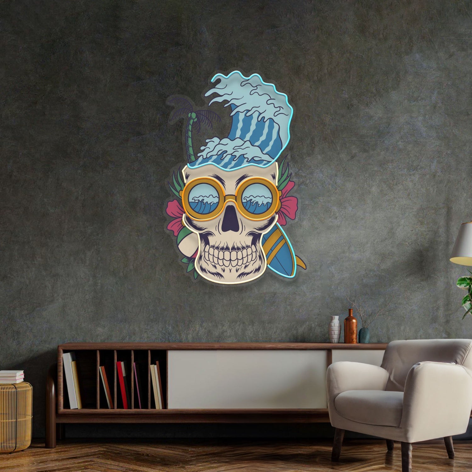 Skull Beach Led Neon Sign Light Pop Art | Shineneon