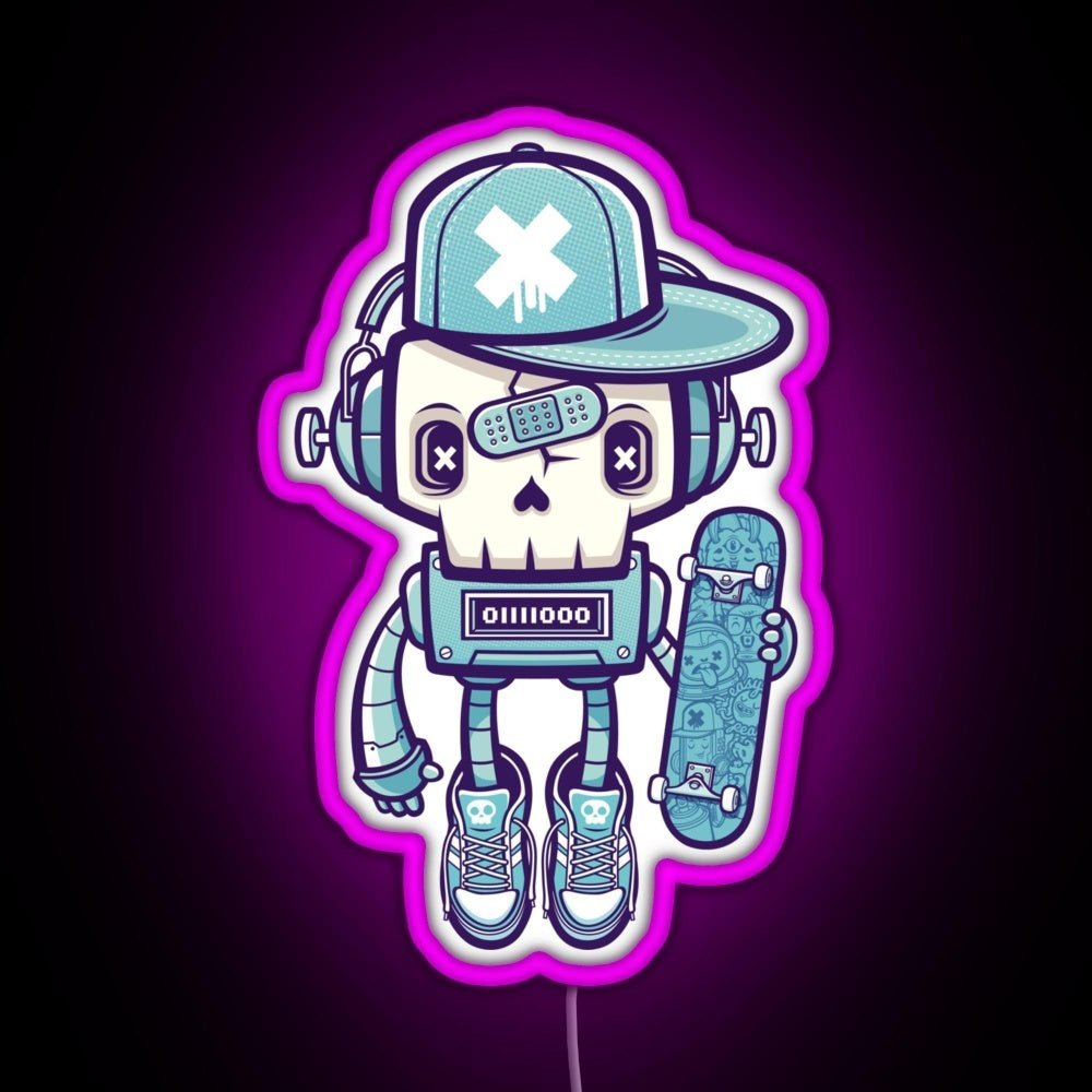 Skull Bot Rgb Led Neon Sign Pop Wall Art - Shineneon