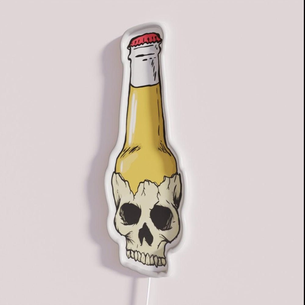 Skull Bottle Brewski Beer Bottle Skull Rgb Led Neon Sign - Shineneon