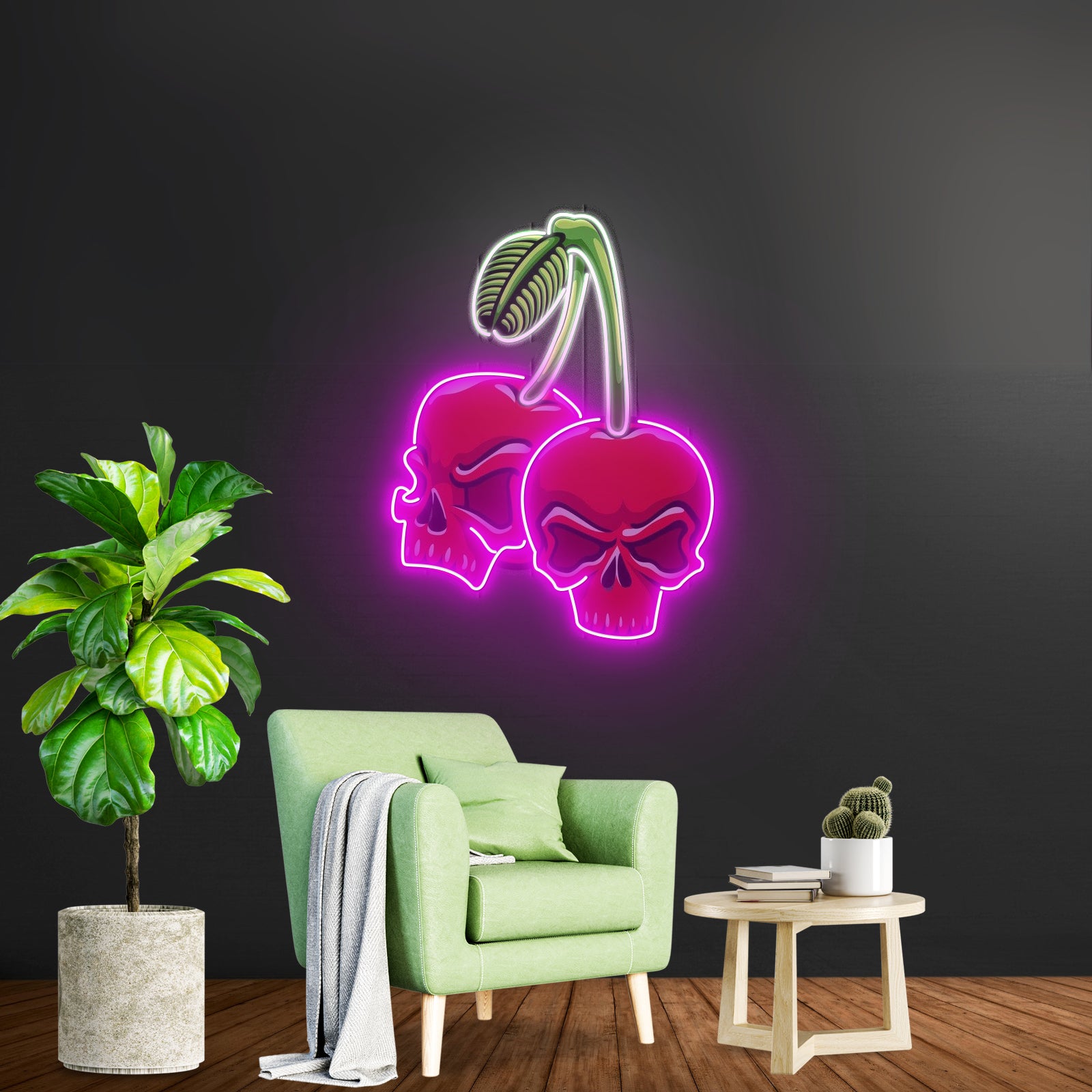 Skull Cherry Custom Led Signs Artwork For Sale