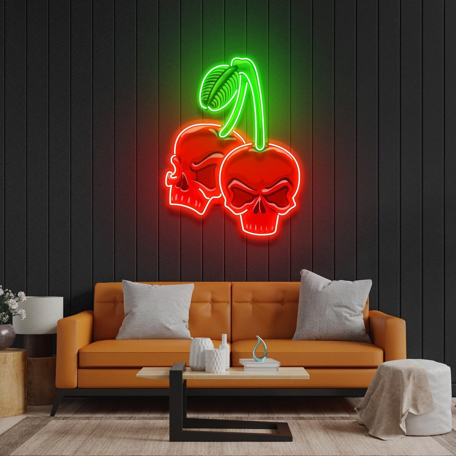 Skull Cherry Gothic Uv Printed Led Neon Sign For Home Bar Cafe Decor | Shineneon