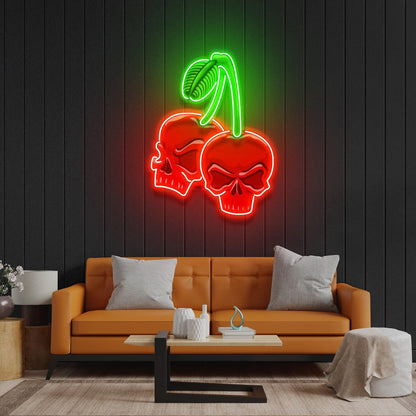 Skull Cherry Gothic Uv Printed Led Neon Sign For Home Bar Cafe Decor | Shineneon