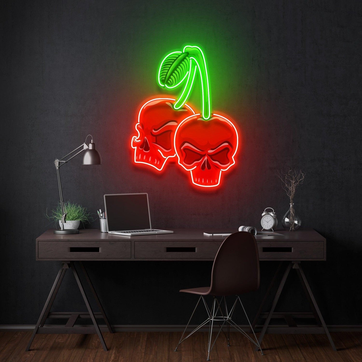 Skull Cherry Gothic Uv Printed Led Neon Sign For Home Bar Cafe Decor | Shineneon