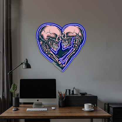 Skull Couple Wall Artwork Neon Signs