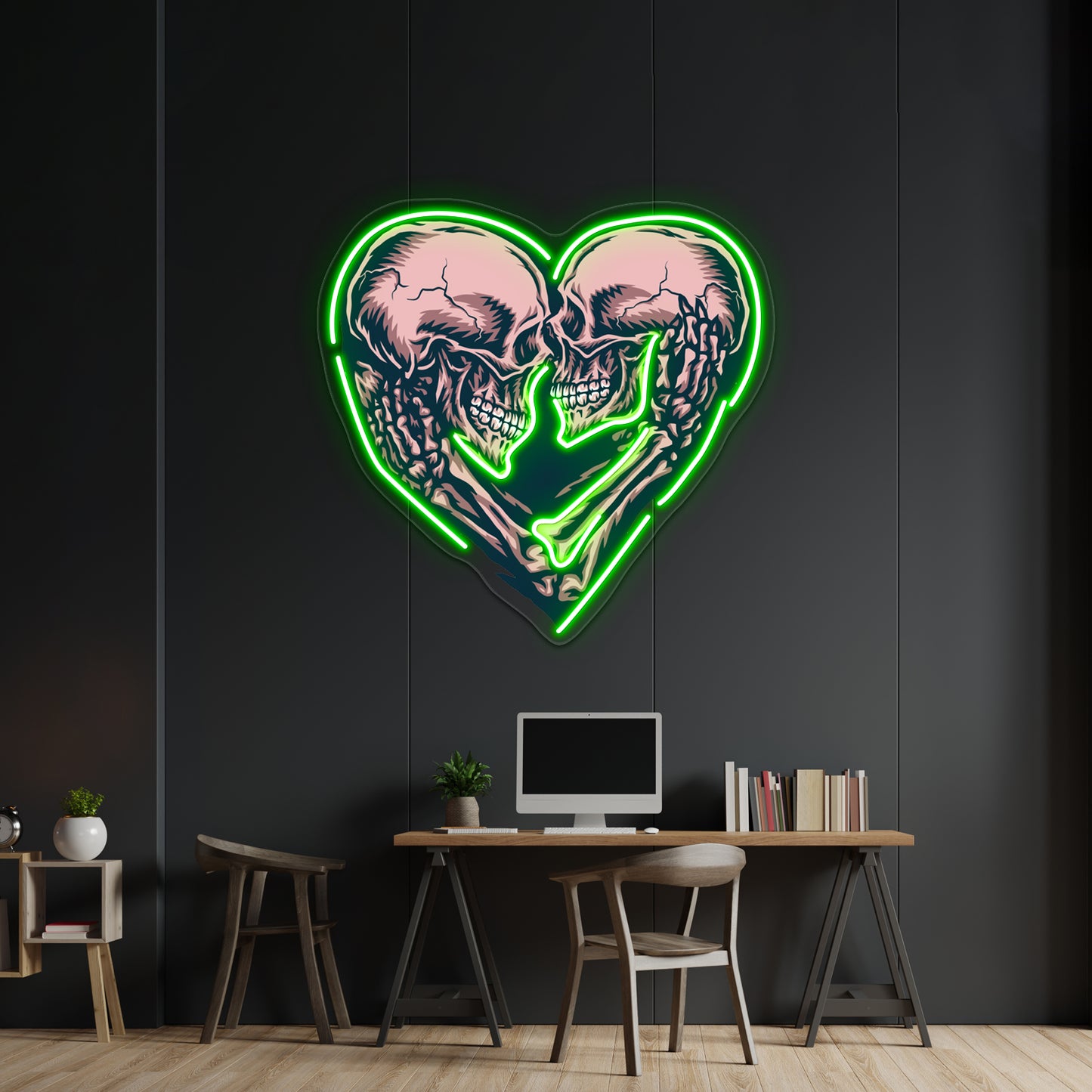 Skull Couple Wall Artwork Neon Signs