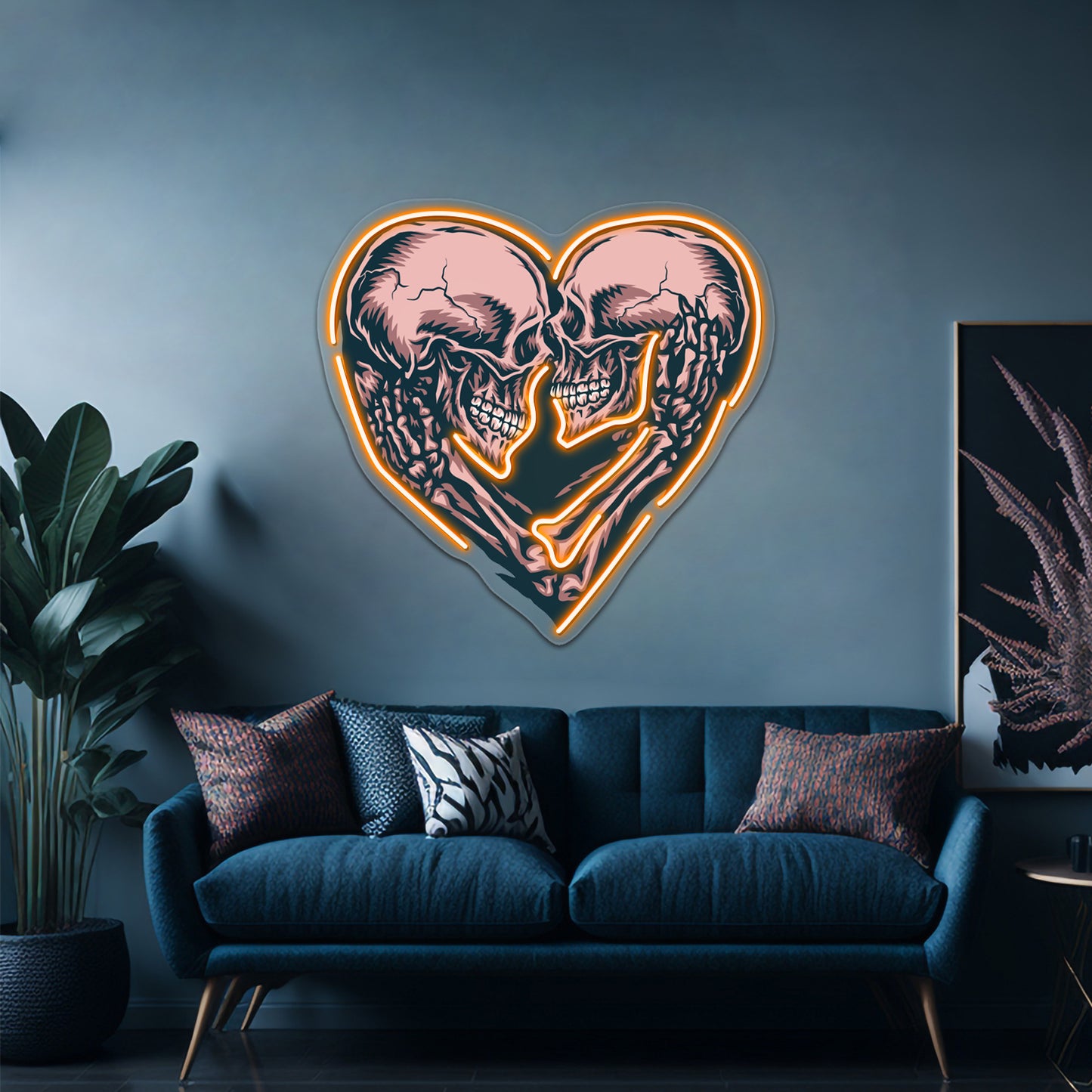 Skull Couple Wall Artwork Neon Signs