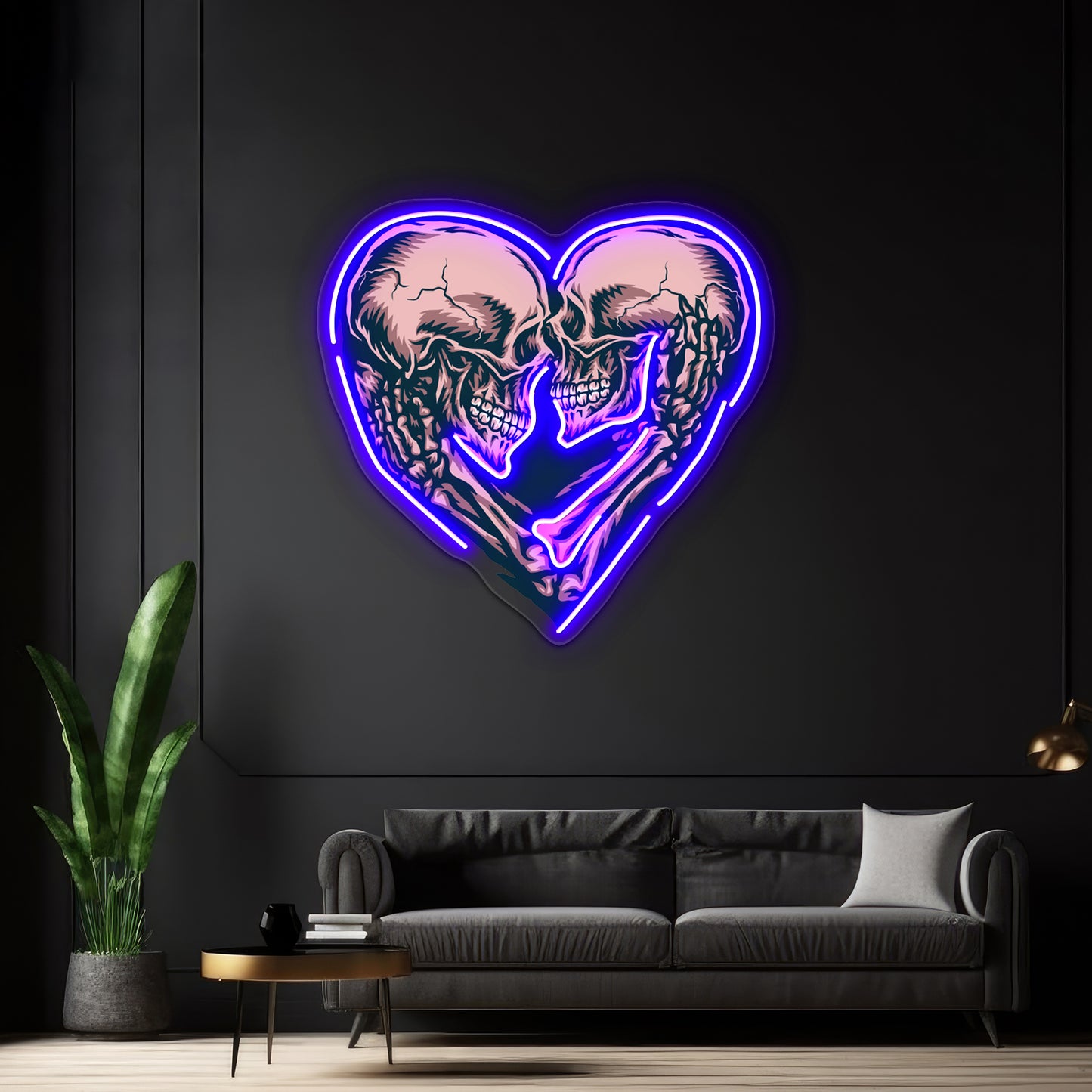 Skull Couple Wall Artwork Neon Signs