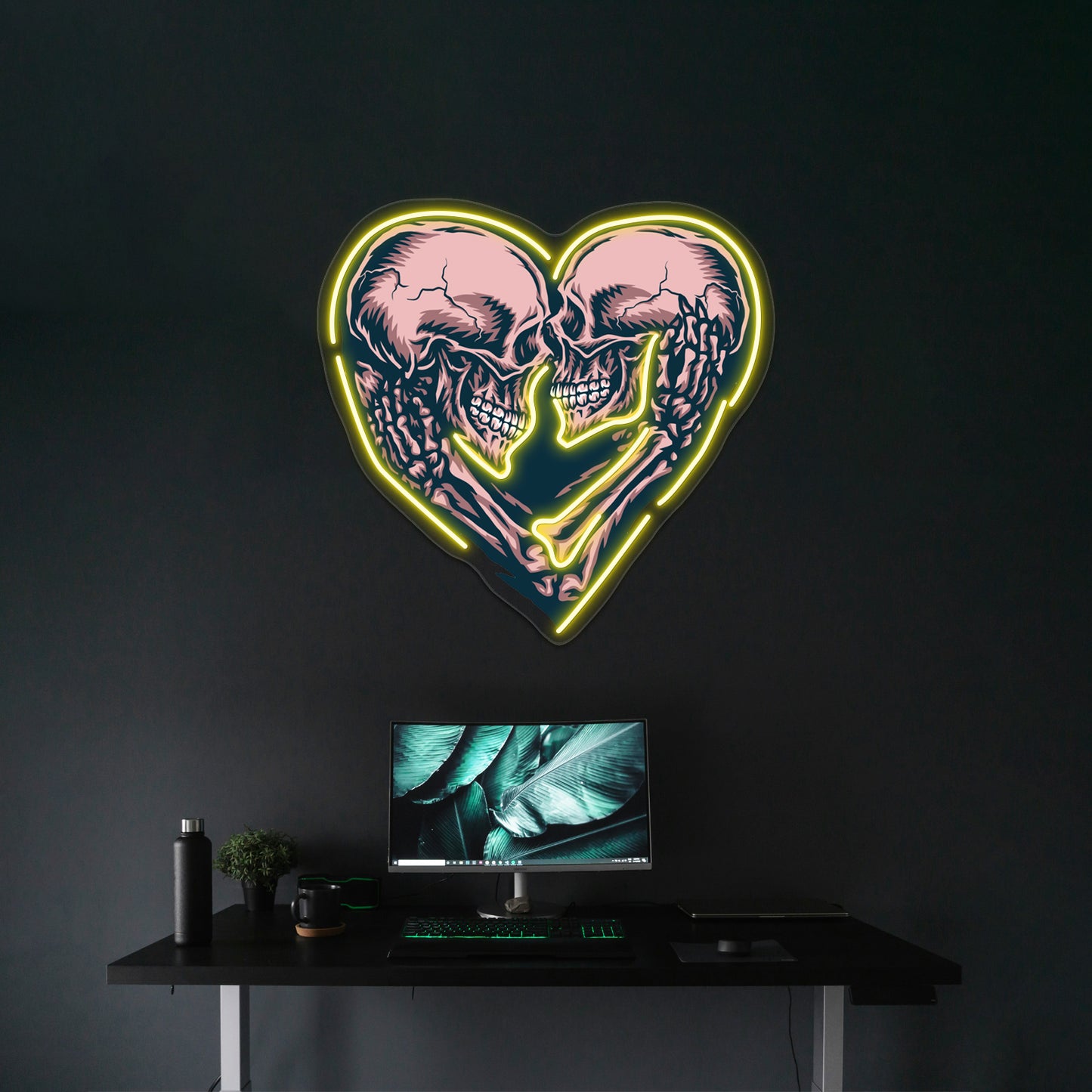 Skull Couple Wall Artwork Neon Signs