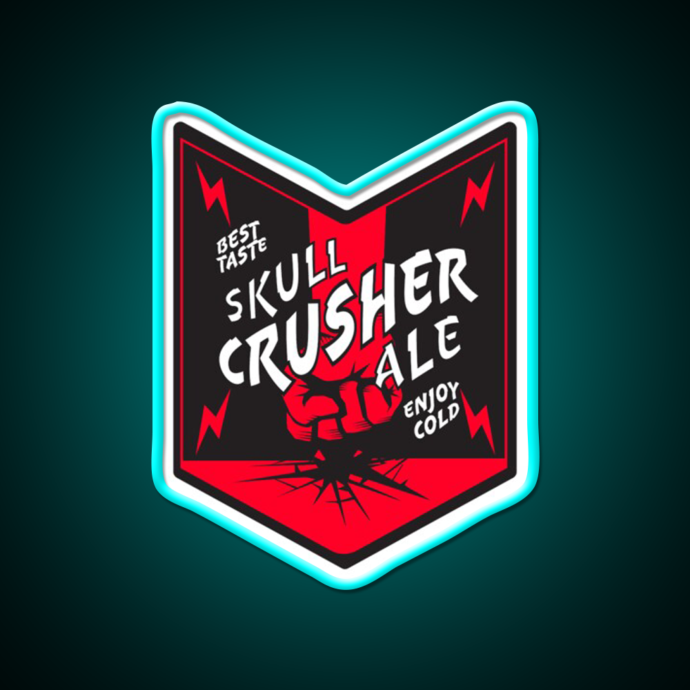 Skull Crusher Ale Beer Bar Decor Led Neon Sign Rgb Color - Neon sign mounted on wall in room