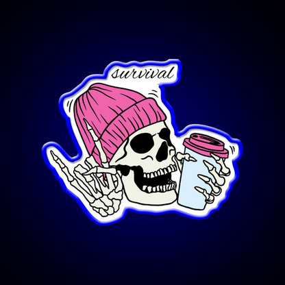 Skull Drinking Coffee Cafe Led Neon Sign Espresso Bar Art Rgb Color