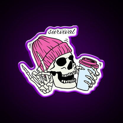 Skull Drinking Coffee Cafe Led Neon Sign Espresso Bar Art Rgb Color