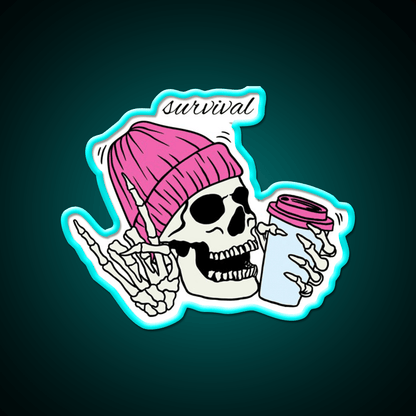 Skull Drinking Coffee Cafe Led Neon Sign Espresso Bar Art Rgb Color - Shineneon