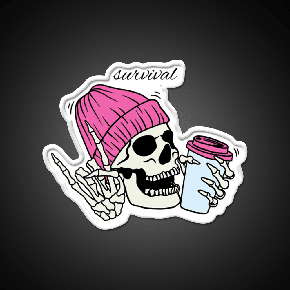 Skull Drinking Coffee Cafe Led Neon Sign Espresso Bar Art Rgb Color - Shineneon