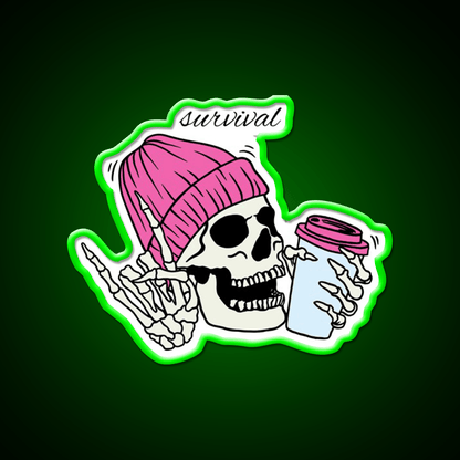 Skull Drinking Coffee Cafe Led Neon Sign Espresso Bar Art Rgb Color - Shineneon