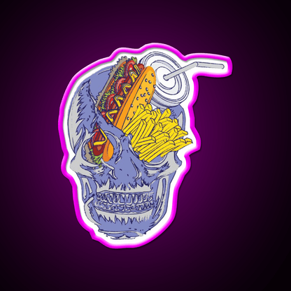 Skull Fast Food Led Neon Sign For Burger Place Rgb Color - Shineneon